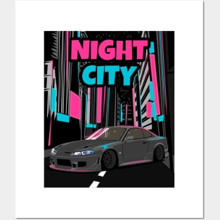 Grey Nissan Silvia S15 Night City Posters and Art